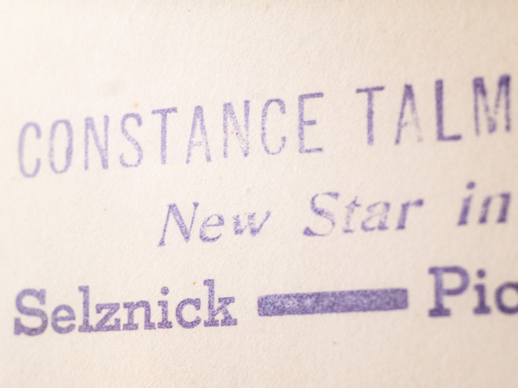 ”Constance Talmadge New Star om Selznick Pictures" stamped on the back