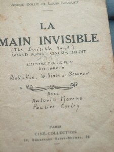 1919-20 The Invisible Hand (Vitagraph) French Novelisation